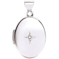 9ct White Gold Oval Locket with Diamond