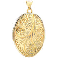 9ct Yellow Gold Oval Locket with design