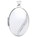 9ct White Gold Oval Locket with Diamond