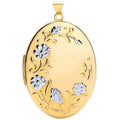 White/Yellow Oval Flower design Locket