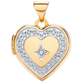 White/Yellow Heart Shape Locket with Diamond