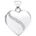 9ct White Gold Heart Shape Locket with Diamond