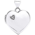9ct White Gold Heart Shape Locket with Diamond