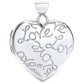 9ct White Gold Heart Locket with Love engraved