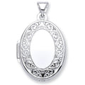 9ct White Gold Oval Shape Locket with edge design