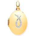 9ct Yellow Gold & Diamonds Oval Locket