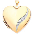 9ct Yellow Gold Large Heart Shape Locket with Diamond