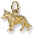 9ct Yellow Gold German Shepard Dog Pendant