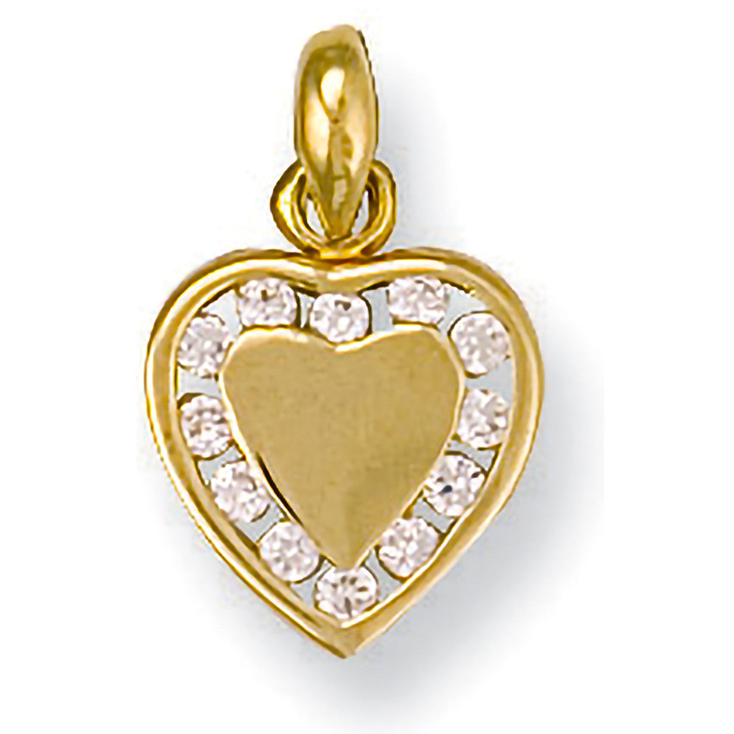 9ct Yellow Gold Cubic Zirconia Heart Pendant