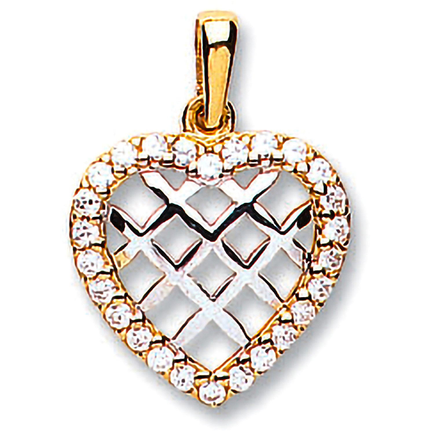 9ct Yellow Gold Cubic Zirconia Heart Pendant