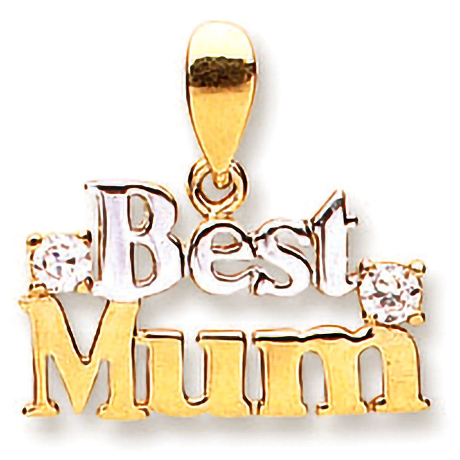 9ct Yellow & White Gold Best Mum Pendant