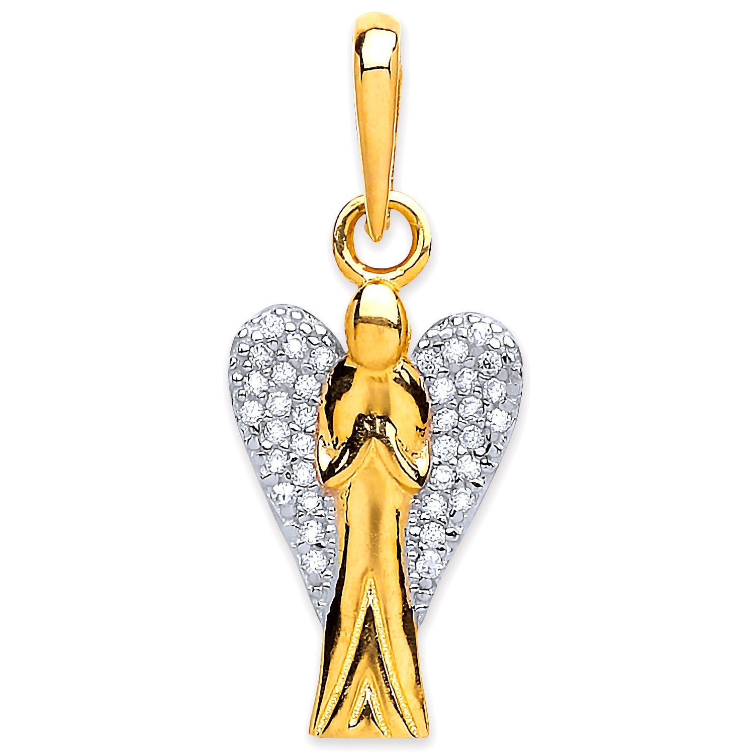 9ct Yellow Gold Cubic Zirconia Angel Pendant