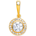 9ct Yellow Gold Halo Style Cubic Zirconia Pendant