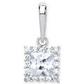 9ct White Gold Princess Cut Cubic Zirconia Centre Pendant