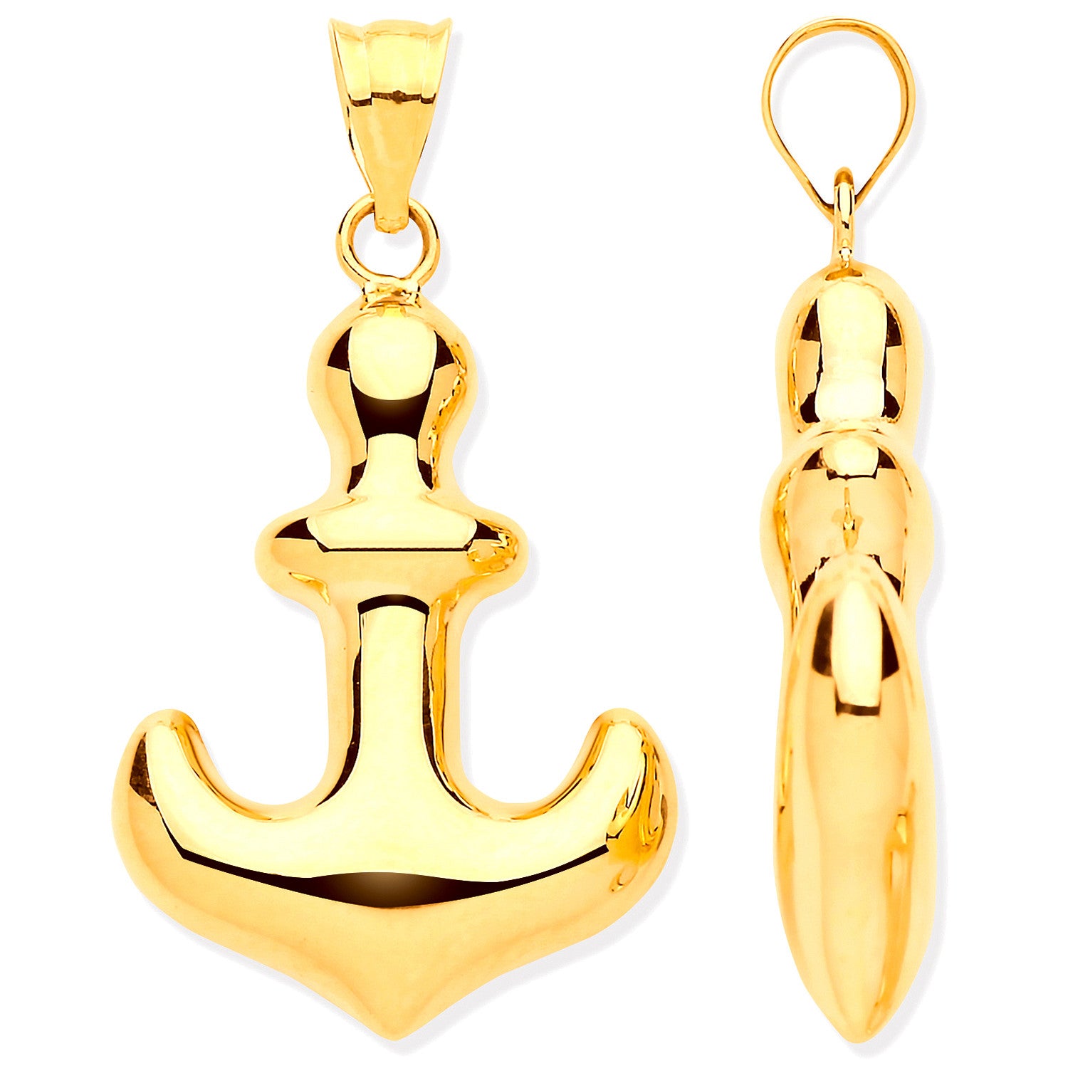 9ct Yellow Gold Hollow Anchor Pendant