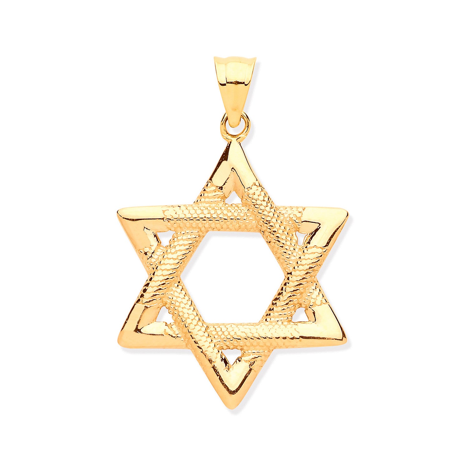 9ct Yellow Gold Star of David Large Pendant