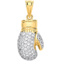 9ct Yellow Gold Cubic Zirconia Hollow Boxing Glove Pendant