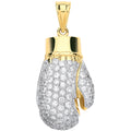 9ct Yellow Gold Cubic Zirconia Hollow Large Boxing Glove Pendant
