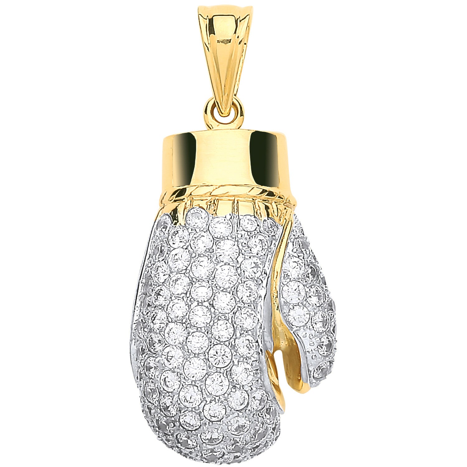 9ct Yellow Gold Cubic Zirconia Hollow Large Boxing Glove Pendant