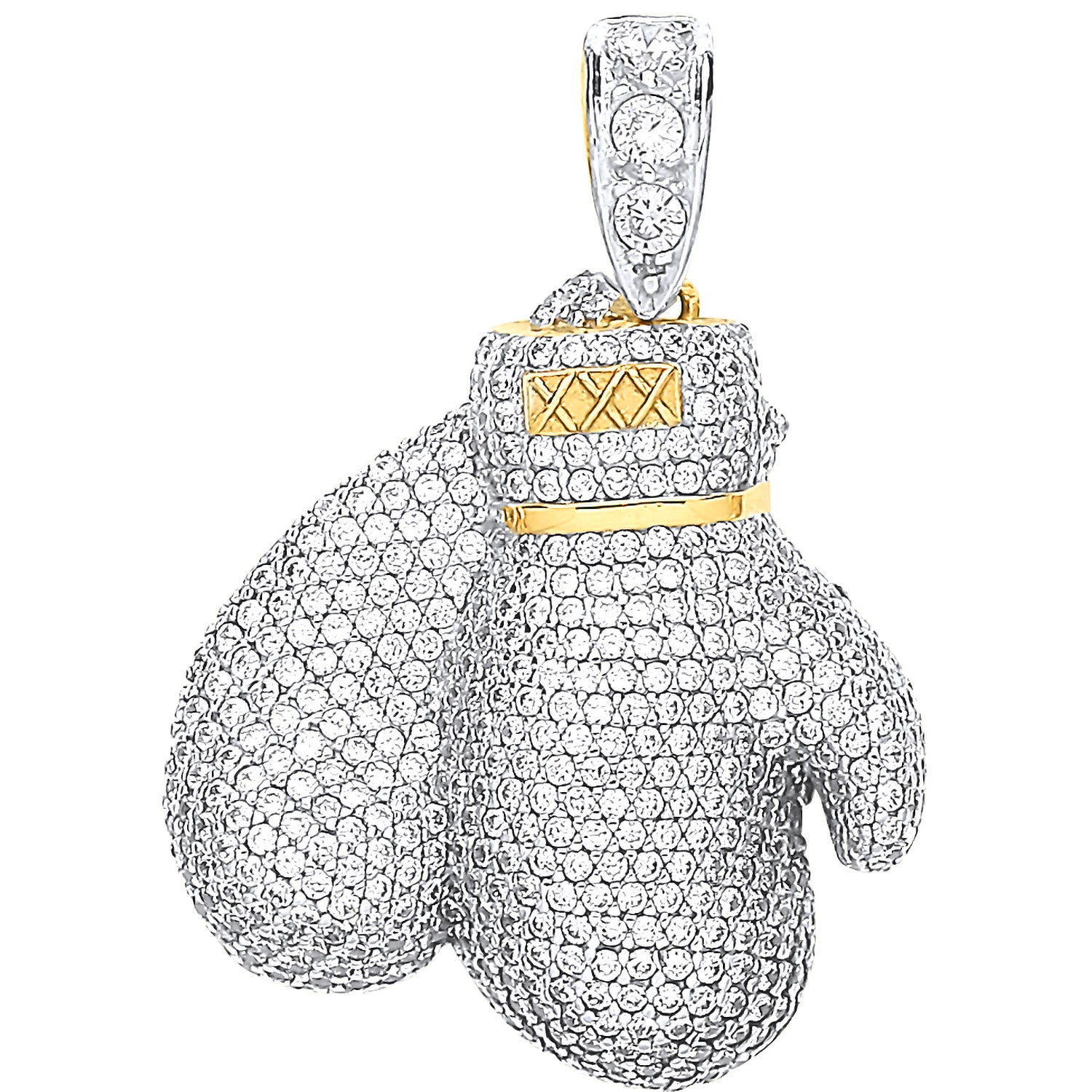 9ct Yellow Gold Large Cubic Zirconia Boxing Gloves Pendant