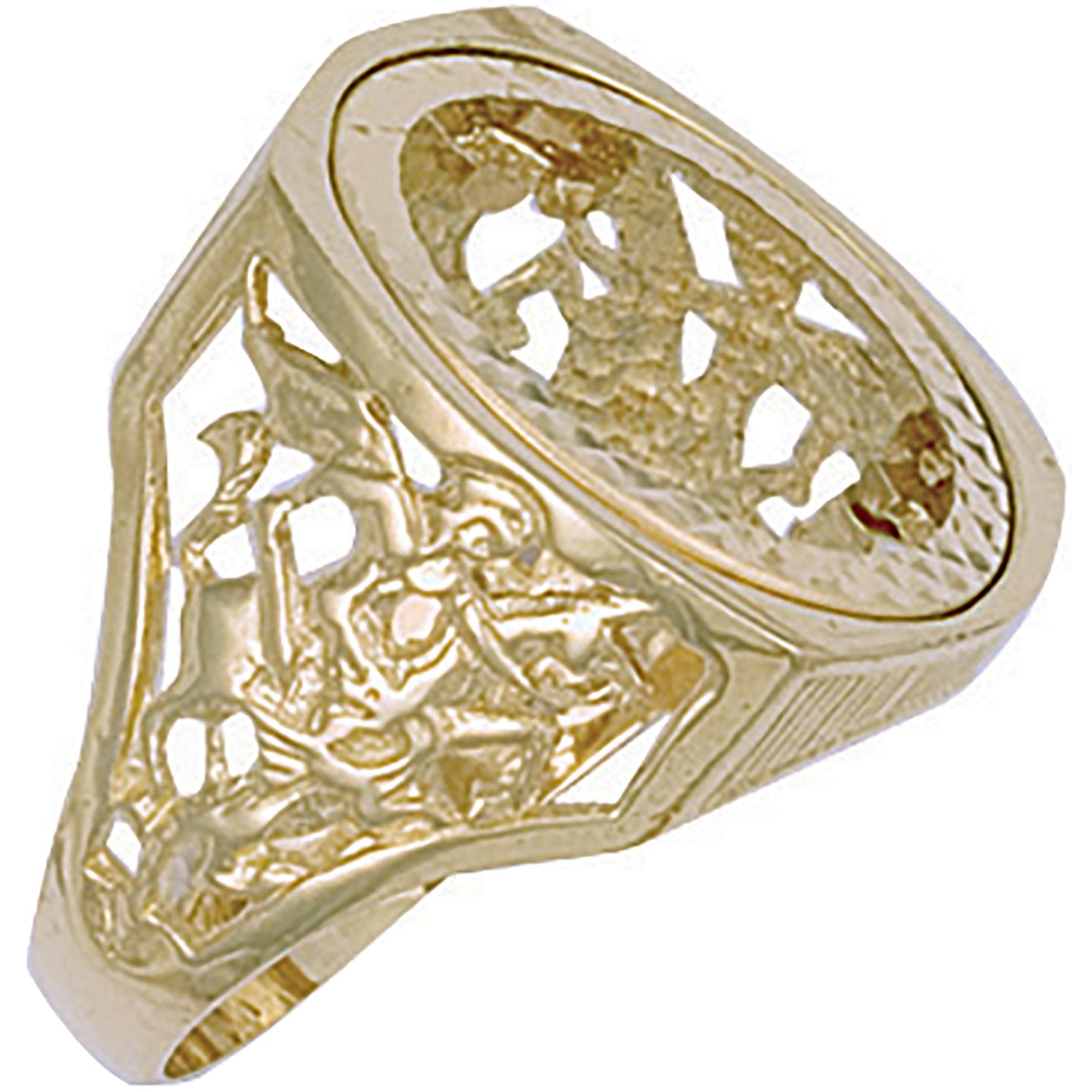 9ct Yellow Gold (Full) Square Top George & Dragon Sovereign Ring