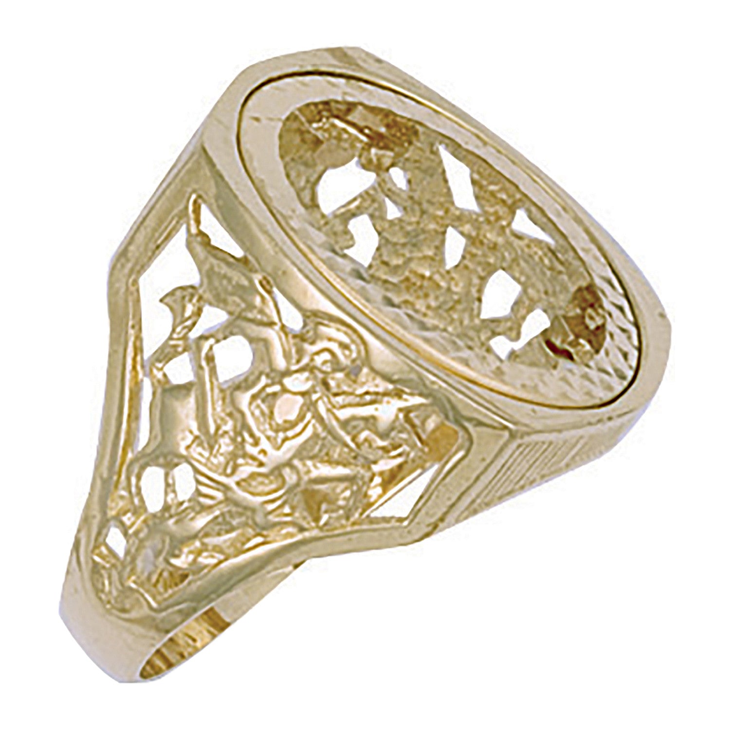 9ct Yellow Gold (Half) Square Top George & Dragon Sovereign Ring