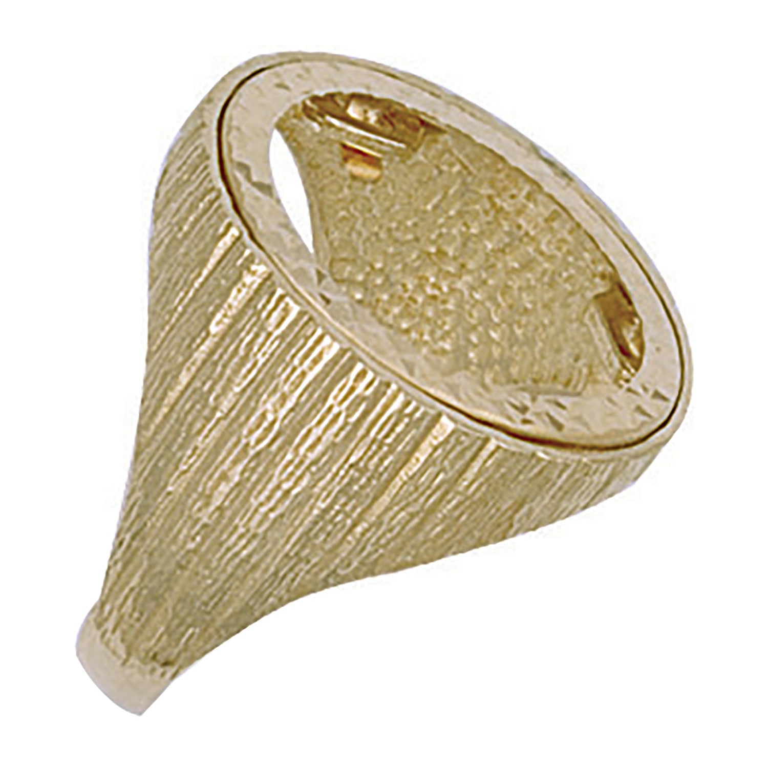9ct Yellow Gold (Half) Barked Sides Sovereign Ring