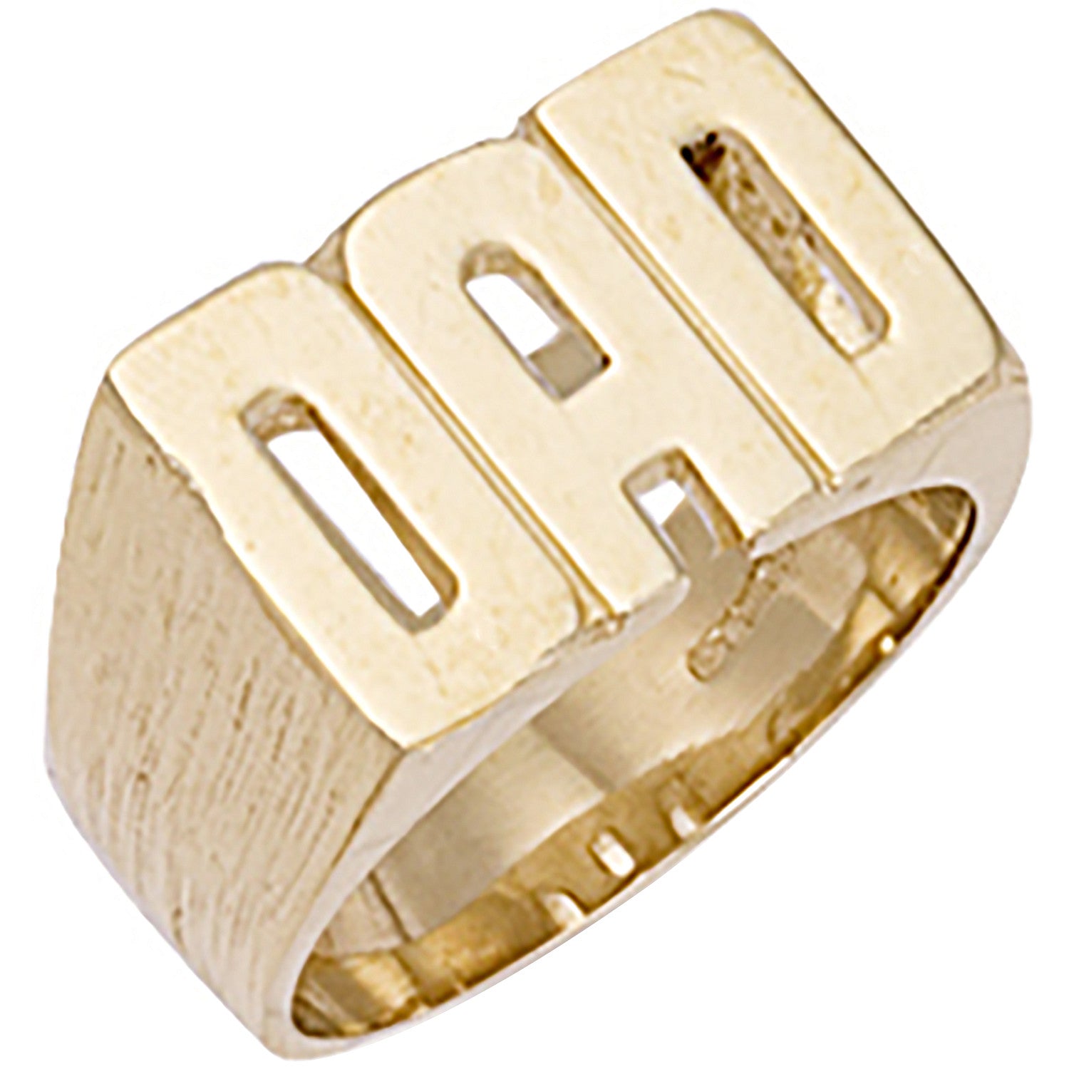 9ct Yellow Gold Barked Sides Dad Ring