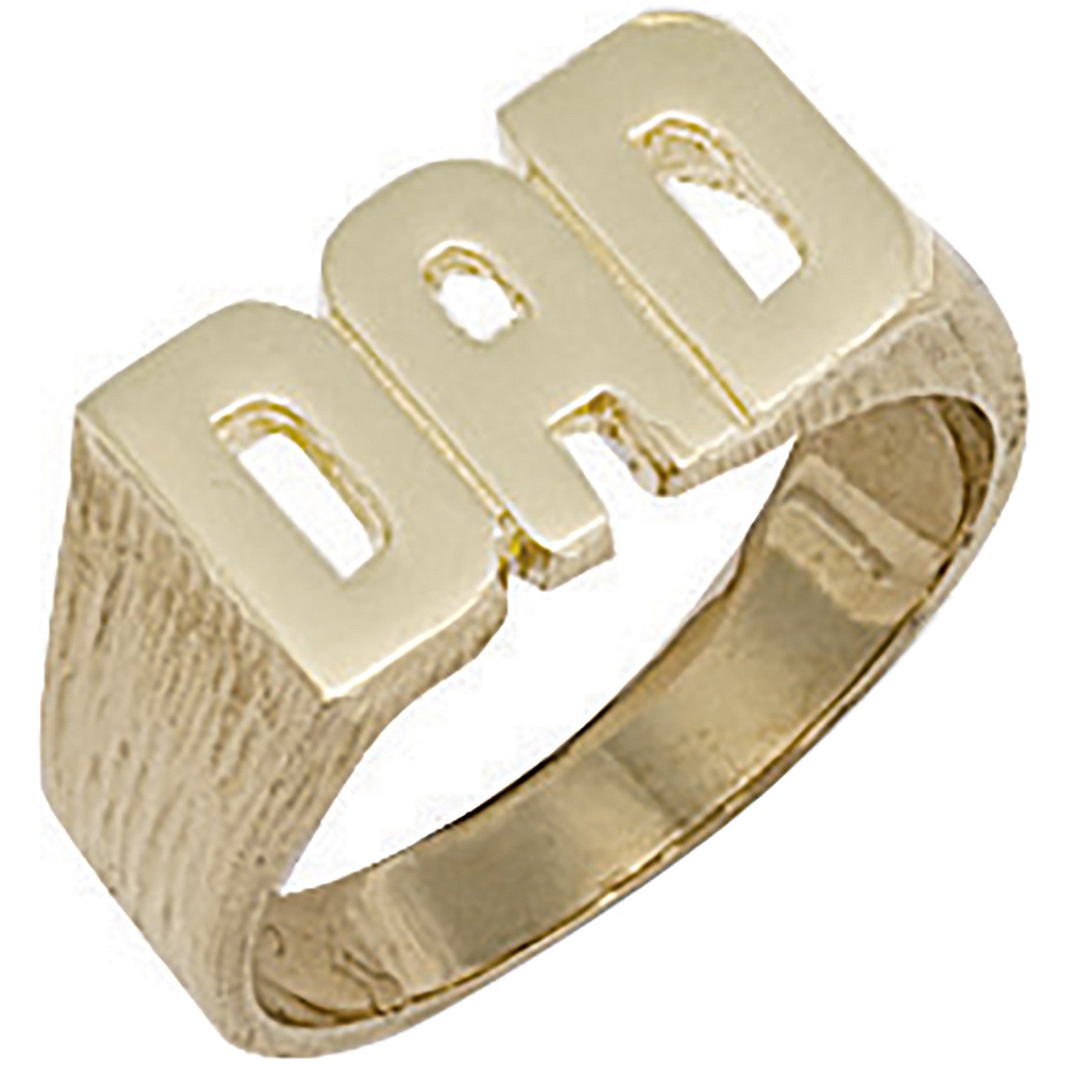 9ct Yellow Gold Barked Sides Dad Ring