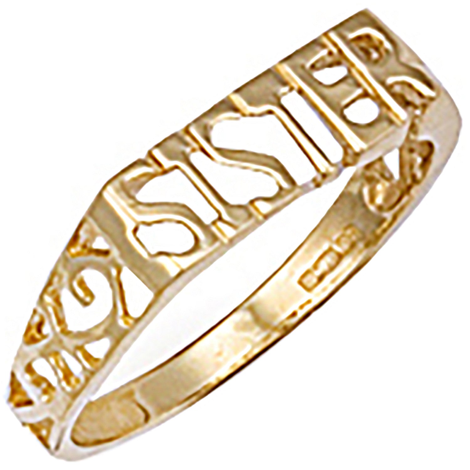 9ct Yellow Gold Scroll Sides Sister Ring