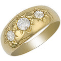 9ct Yellow Gold Gents 3 Stone Cubic Zirconia Ring