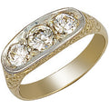 9ct Yellow Gold Gents 3 Stone Cubic Zirconia Ring