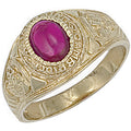 9ct Yellow Gold Red Cabochon College Ring