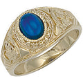 9ct Yellow Gold Blue Cabochon College Ring