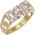 9ct Yellow Gold Cubic Zirconia ID Sides Dad Ring