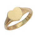 9ct Yellow Gold Heart Plain Maiden Signet Ring