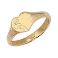 9ct Yellow Gold Heart Engraved Maiden Signet Ring