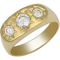 9ct Yellow Gold Gents 3 Stone Cubic Zirconia Ring