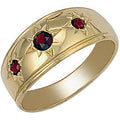 9ct Yellow Gold Gents 3 Stone Garnet Ring
