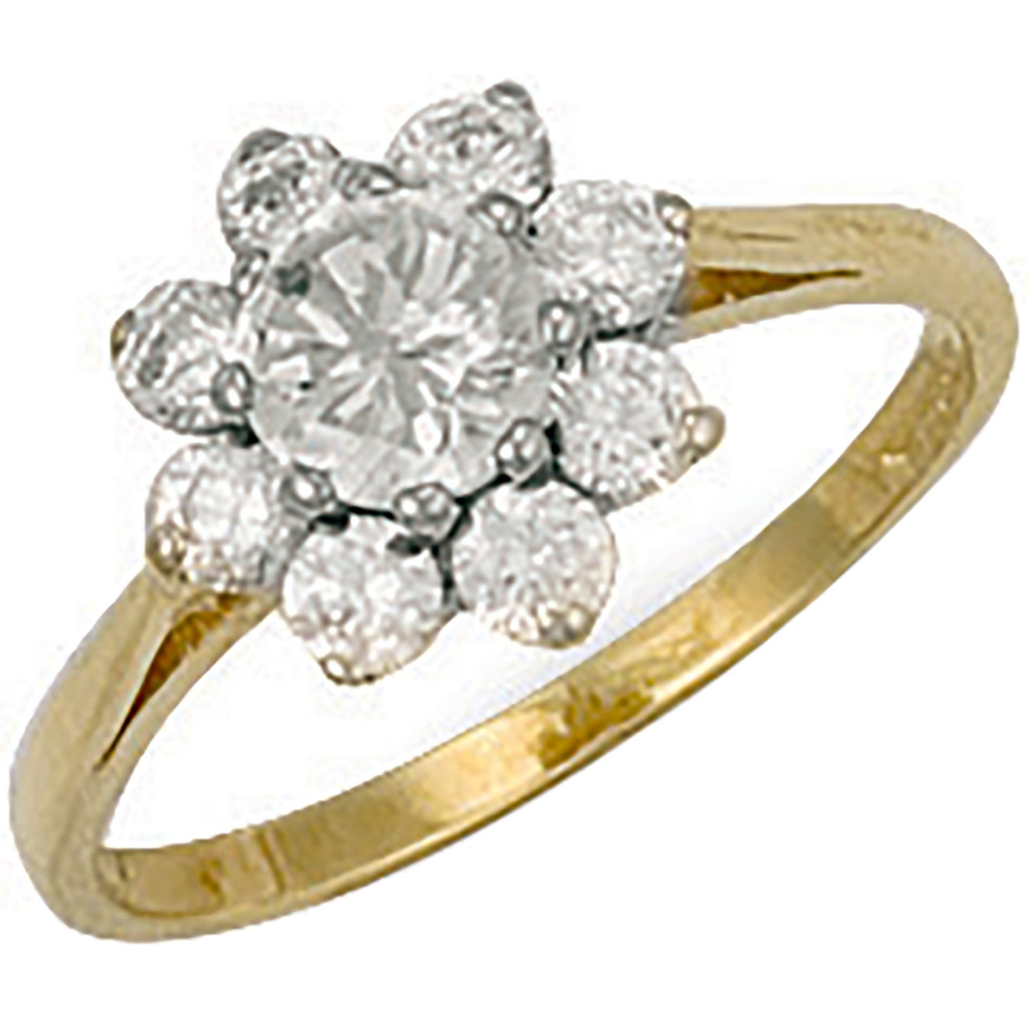 9ct Yellow Gold Cubic Zirconia Cluster Ring