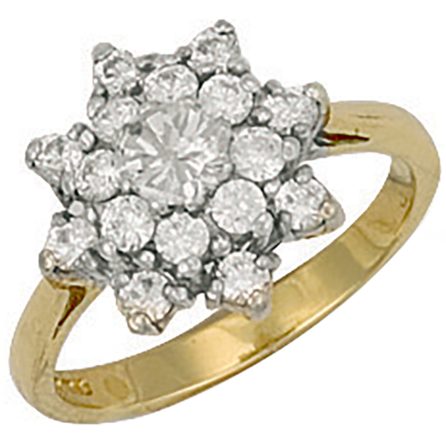 9ct Yellow Gold Cubic Zirconia Cluster Ring