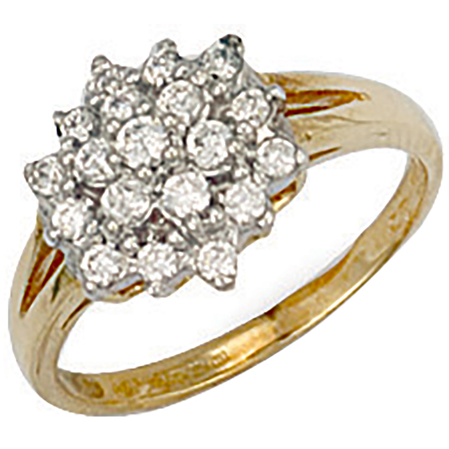 9ct Yellow Gold Cubic Zirconia Cluster Ring
