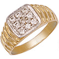 9ct Yellow Gold Square Top Gents Cubic Zirconia Ring