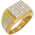 9ct Yellow Gold Square Top Gents Cubic Zirconia Ring