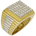 9ct Yellow Gold Square Top Gents Cubic Zirconia Ring