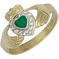 9ct Yellow Gold Cubic Zirconia & Claddagh Ring