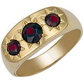 9ct Yellow Gold Gents 3 Stone Garnet Ring