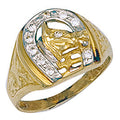 9ct Yellow Gold Horse Shoe & Head Cubic Zirconia Ring