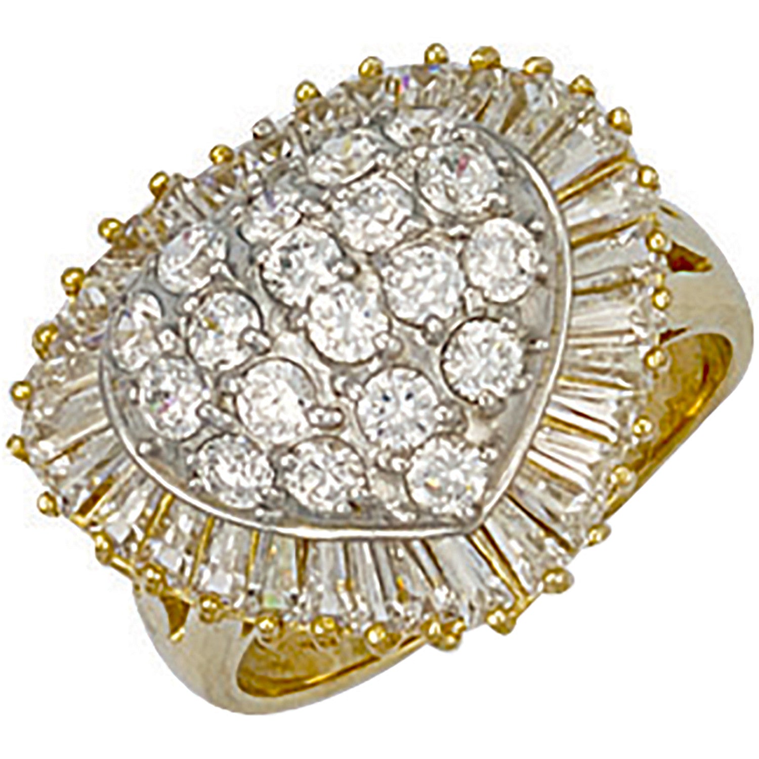 9ct Yellow Gold Cubic Zirconia Heart Cluster Ring