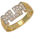 9ct Yellow Gold Cubic Zirconia Basket Sides Mum Ring